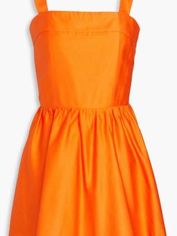 Gathered cotton-blend mini dress