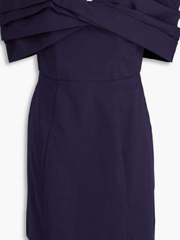 Lori off-the-shoulder twist-front cotton-poplin mini dress