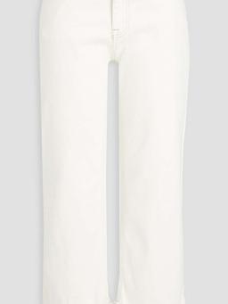 Jude cropped feather-embellished high-rise wide-leg jeans
