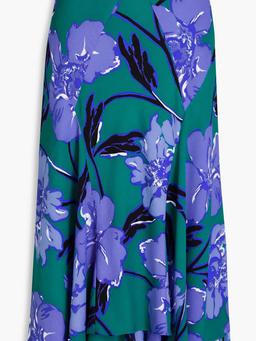 Debra floral-print crepe midi skirt