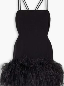 Fujiko feather-trimmed crepe mini dress