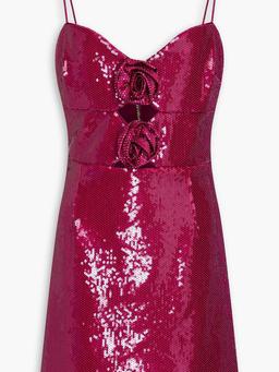 Courtney floral-appliquéd sequined tulle mini dress