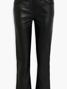 Cropped leather straight-leg pants