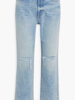 London distressed high-rise straight-leg jeans