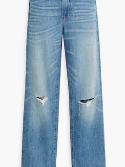 Stella distressed high-rise straight-leg jeans