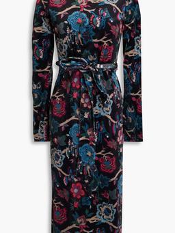 Piper floral-print stretch-velvet midi dress