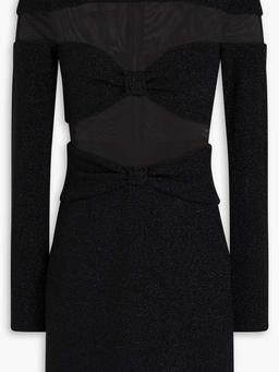 Simone embellished metallic mesh and stretch-knit mini dress