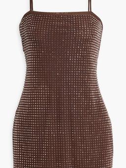 Crystal-embellished tulle mini slip dress