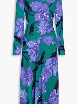 Feronia draped floral-print crepe midi dress