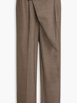 Pleated layered twill wide-leg pants