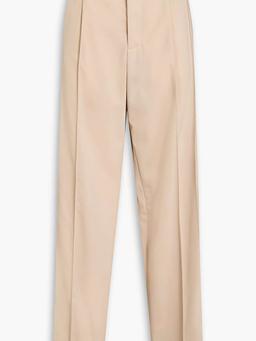 Pleated wool-blend twill straight-leg pants