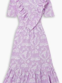 Celie printed cotton midi dress