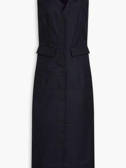 Pinstriped wool-twill midi dress