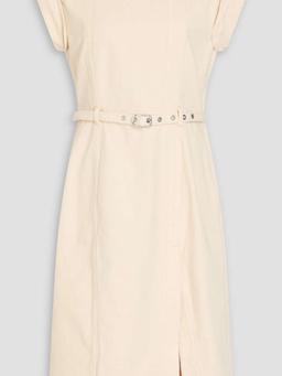 Belted denim midi dress