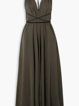 Mahahual leather-trimmed cotton-gauze maxi dress