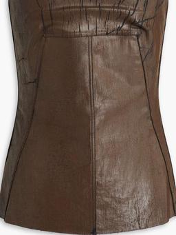 Strapless coated denim top