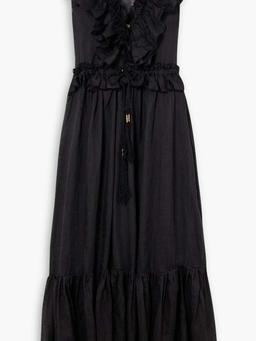Marie Antoinette ruffled tiered linen maxi dress