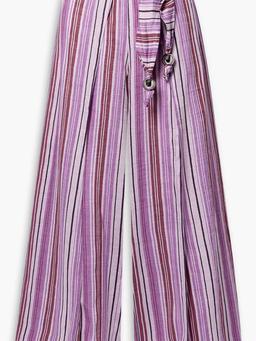 Farrah striped linen-blend gauze wide-leg pants