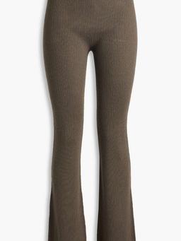 Ribbed wool-blend flared pants