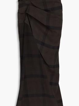 Edfu draped checked cotton-flannel maxi skirt