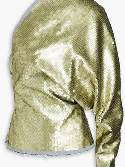 Luxor one-sleeve sequined denim top