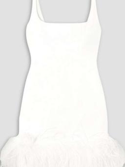Sior feather-trimmed crepe mini dress
