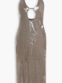 Sola cutout sequined stretch-tulle halterneck midi dress