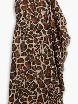 Helena one-sleeve printed silk-chiffon midi dress