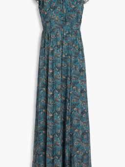 Ruffled floral-print crepon maxi dress
