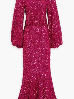 Sequined stretch-tulle gown