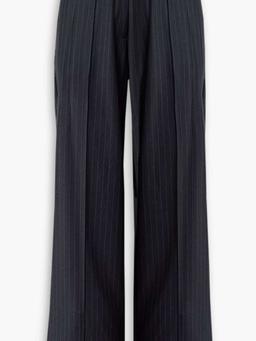 Peony pinstriped wool-twill straight-leg pants