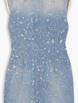 Distressed denim mini dress