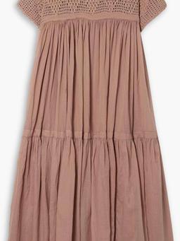 Wind crochet-trimmed cotton-voile midi dress