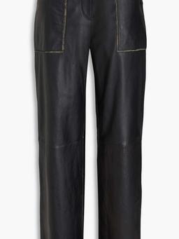 Leather wide-leg pants
