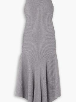 Godet ribbed merino wool maxi dress