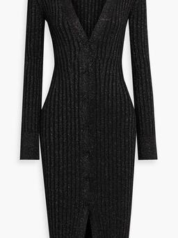 Rhea metallic ribbed-knit dress
