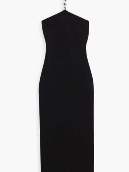 Mirror-embellished stretch-knit midi dress