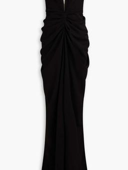 Strapless draped faille gown