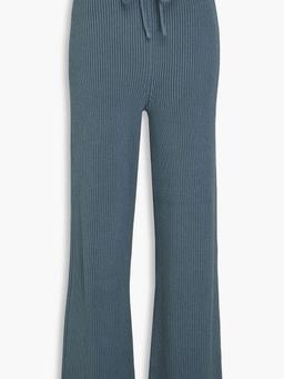 Ribbed cotton wide-leg pants