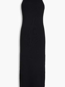 Cutout ribbed wool midi dress