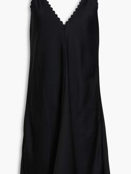 Scalloped satin-crepe mini slip dress