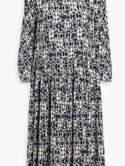 Tiered printed silk crepe de chine midi dress