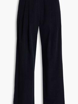 Pleated wool-blend corduroy wide-leg pants