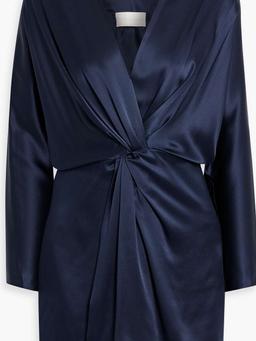 Wrap-effect cutout silk-satin mini dress