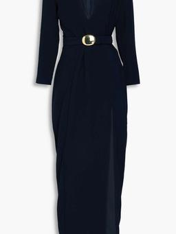 Belted crepe gown