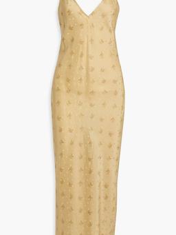 Floral-print silk-satin jacquard maxi slip dress