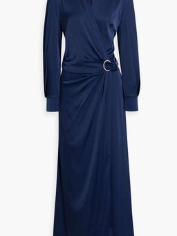 Wrap-effect satin maxi dress