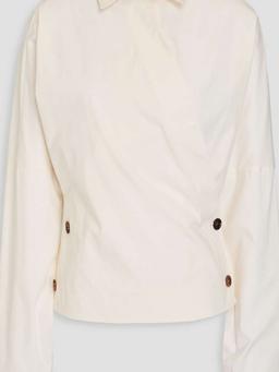 Cotton-blend poplin wrap top