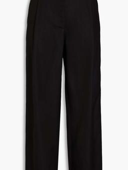 Pleated grain de poudre wide-leg pants