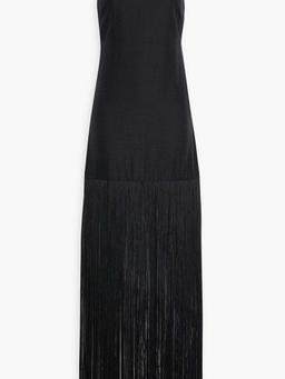 Zodiac fringed crepe maxi dress